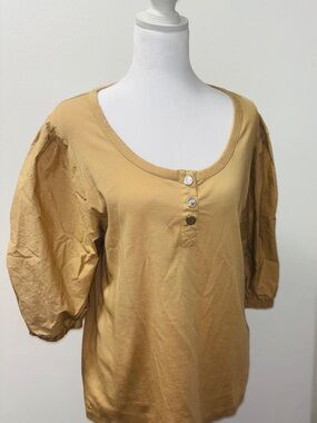 Ralph Lauren Mustard Puff-Sleeve Henley Top